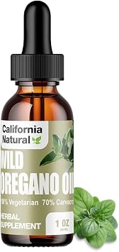 Wild Oregano Oil 1oz Bottle - California Natural - Immune System & Digestive Support - Promote Gut Health & Healthy Digestion - 100% Vegetarian - 70% Carvacrol - Herbal Supplement - 1oz