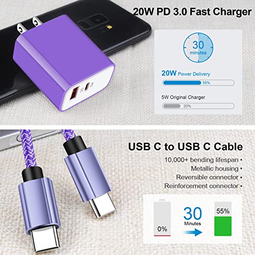 Usb C Fast Wall Charger For Google Pixel 7/7 Pro/6A/6/6 Pro/5/4Xl/3A/2/Xl, Usb C Samsung Fast Charger Block For Galaxy A04S A03S A02S A53 A13 5G A14 S23 S22 S21, 20W Pd Power Adapter, 6Ft Type C Cable #TOP3