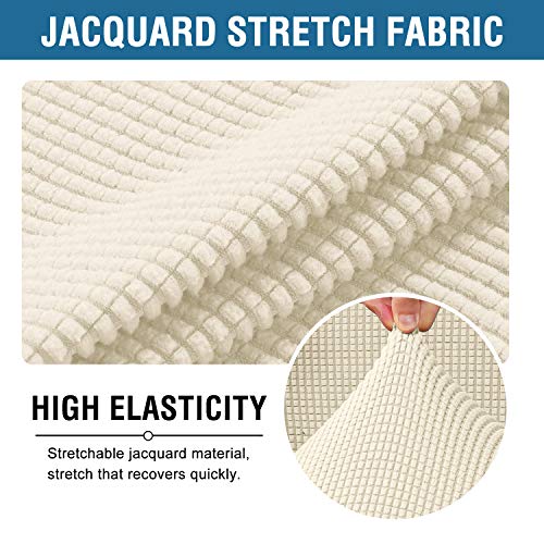 2 Piece Stretch Jacquard Wingback Chair Covers Slipcovers Wing Chair Covers (Base Cover Plus Seat Cushion Cover) Furniture Covers For Wingback Chairs, Form Fitted Thick Soft, Biscotti Beige #TOP1