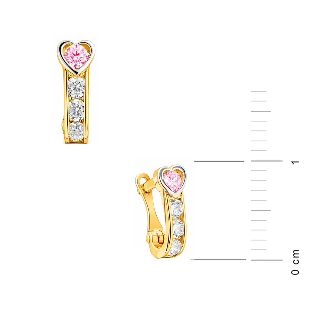 Sakrami Kinder-Ohrringe aus Gelbgold in Herzform mit farbigem Zirkonia Kids Collection