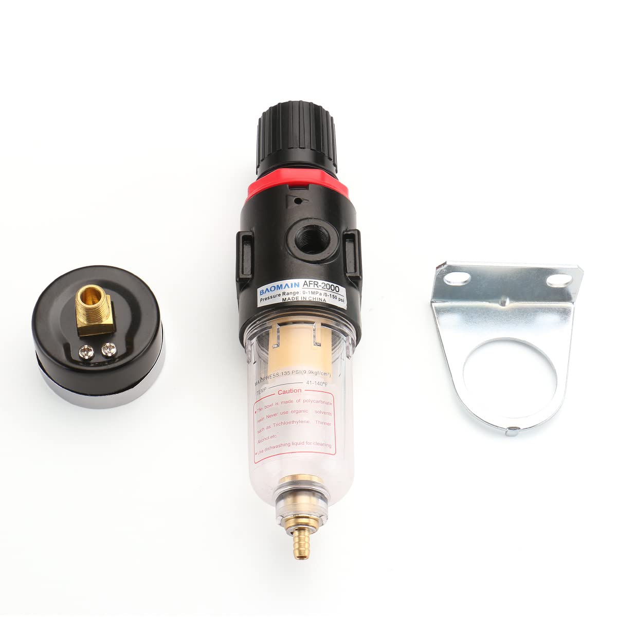 Baomain Régulateur de filtre pneumatique AFR-2000 1/8" PT Unité de traitement de l'air avec manomètre