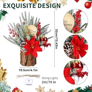 Small Christmas Tree Artificial Mini Tabletop Christmas Tree with Lights Christmas Ornaments Pine Cone Branches Red Berries for Christmas Party Home Indoor Decoration (13 Inches) Small Christmas Tree Artificial Mini Tabletop Christmas Tree with Lights Christmas Ornaments Pine Cone Branches Red Berries for Christmas Party Home Indoor Decoration 13 Inches