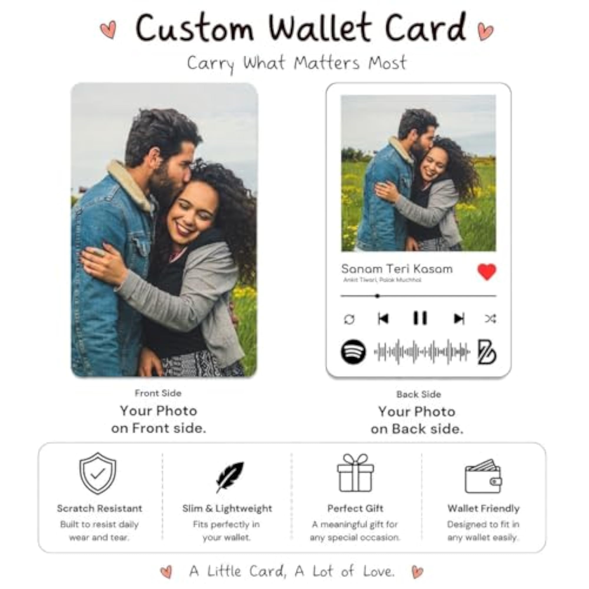 Personalized Wallet Card with Photo & Spotify Song