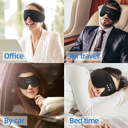 Sleep Mask Bluetooth Headphones, 3D Sleep Eye Mask with White Noise Machine, Wireless Music Weighted Sleep Headphones for Side Sleepers Insomnia Meditation Travel, Cool Gadgets for Women Man, Black… - Thumbnail 6