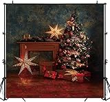Allenjoy 8x8ft Vintage Winter Holiday Backdrop for Family Photography Glitter Star Christmas Tree Kids Kids Children Xmas Picture Background Photo Studio Booth Props