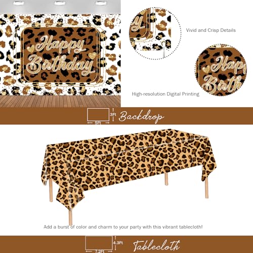 Party Inspo Cheetah Print Birthday Party Decorations, 93 PCs - Leopard Birthday Party Supplies with Animal Print Backdrop, Balloon Garland, Banner, Tablecloth, Sash by Party Inspo - Used condition - Image 4