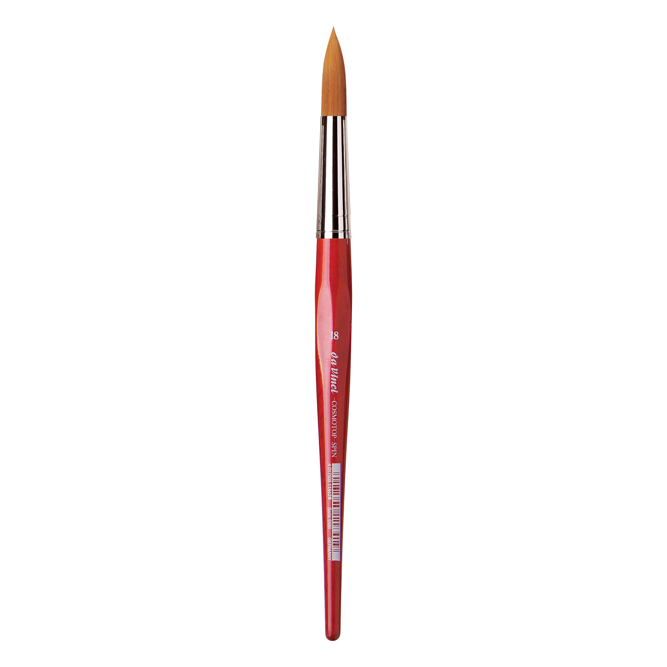da Vinci Brushes 5580-18 Watercolor Series CosmoTop Spin Paint Brush, Round Synthetic with Red Handle, Size 18
