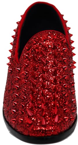 Image of SPK16 Men's Vintage Spike Dress Loafers Slip On Fashion Shoes Classic Tuxedo Dress Shoes