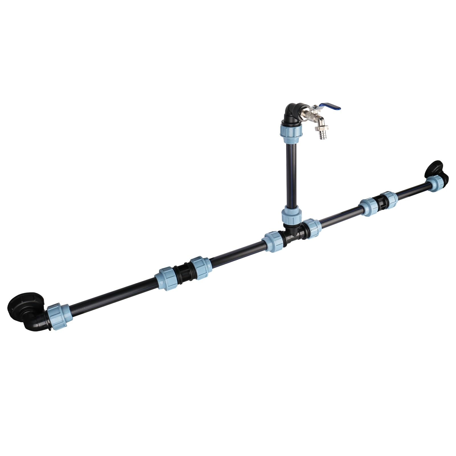Ibc adapter z mosiężną łabędzią szyją, kran S60 x 6, kurek odcinający 3/4 cala, do 2 zbiorników IBC obok siebie/zbiorników na deszczówkę w zestawie, akcesoria do zbiornika IBC, zbiornik na wodę