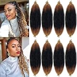 Afro Twist Hair 8 Packs Ombre Marley Twist Braiding Hair 24 Inch Springy Afro Twists Hair 1B/30/27 Kinky Curly Braiding Hair Blonde Cuban Twist Hair for Distressed Faux locs Crochet Hair