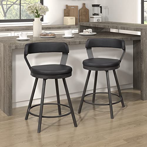 Lexicon Ruthie Swivel Counter Height Stool (Set Of 2), 25.5" Sh, Black #TOP7