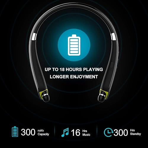 Miniatura 3 de Auriculares Bluetooth, auriculares con banda para el cuello plegables y inalámbricos mejorados con auriculares retráctiles, auriculares estéreo con