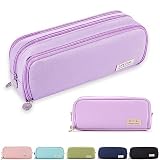 X SIM FITNESSX Estuche para lápices para Adolescentes y niñas, Estuche para lápices, 3 Compartimentos, Gran Capacidad, Estuche para lápices para la Escuela y la Oficina (Purple)