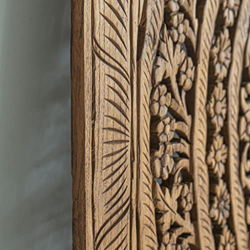 Moroccan Wooden Bed Headboards Hand Carved Panels Sculpture Wall Mounted Decor In Reclaimed Teak Wood 48 Inches #TOP3