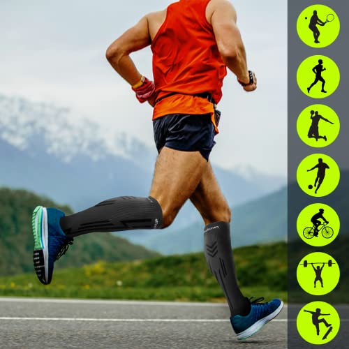 Medias Compresión Deportiva Hombre/Mujer (1 Par) - Pantorrilleras Compresivas Running, Crossfit, Fútbol - Gemeleras Elásticas Running y Deporte - Calcetines Altos Lana Merino Transpirable - imagen 5