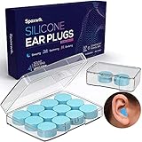 Ear Plugs for Sleeping Noise Cancelling, Reusable Silicone Soft Moldable Waterproof Sound Blocking Earplugs for Swimming, Snoring, Working, Airplanes, Shooting, Musicians, 32dB Highest NRR Blue