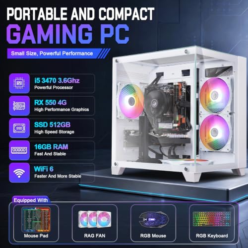 Image of GPVHOSO Gaming Desktop PC, Intel Core i5 3.2GHz, RX 550 4GB