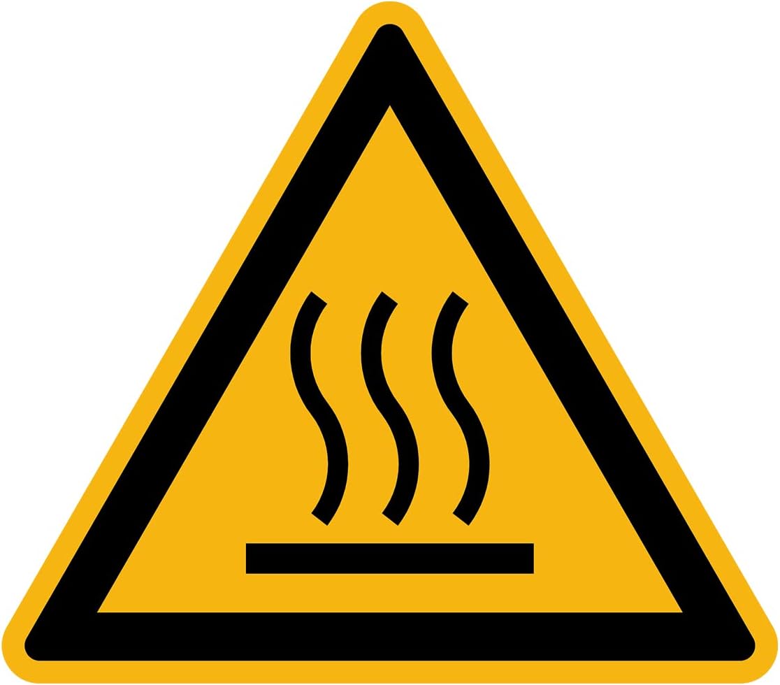 Sticker Danger Warning NF ISO 7010 - Laminated Triangular Signage Adhesive Sticker Water and UV Resistant - Hot Surface - 10x10 cm