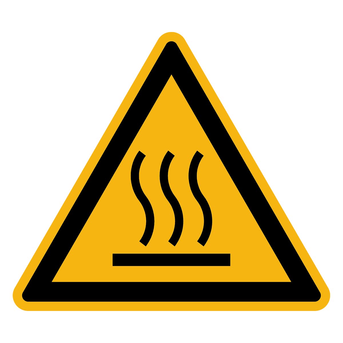 Sticker Danger Warning NF ISO 7010 - Laminated Triangular Signage Adhesive Sticker Water and UV Resistant - Hot Surface - 35x35 cm