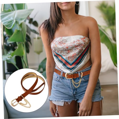 NOLITOY Stylish Mens Chain Belt Jeans Belt Pu Fashionable Waist Dress Accessory Buckle4