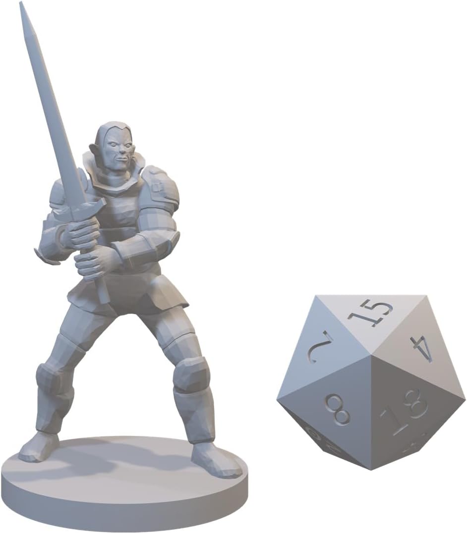 Fighter and Warrior Miniatures for DND Pathfinder RPG Unpainted Resin 28mm-32mm 3D Printed (Half Elf with Greatsword)