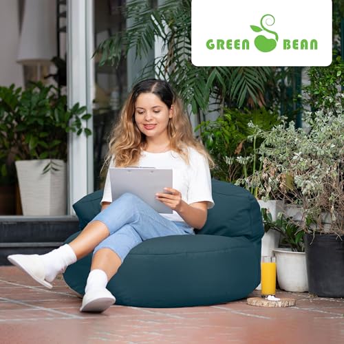 Green Bean Sitzsack Sofa mit Füllmaterial - Lounge im Sitzsack-Design 90x50cm mit ergonomischer Rückenlehne & waschbarem Bezug - Indoor und Outdoor geeignet in Dunkelblau