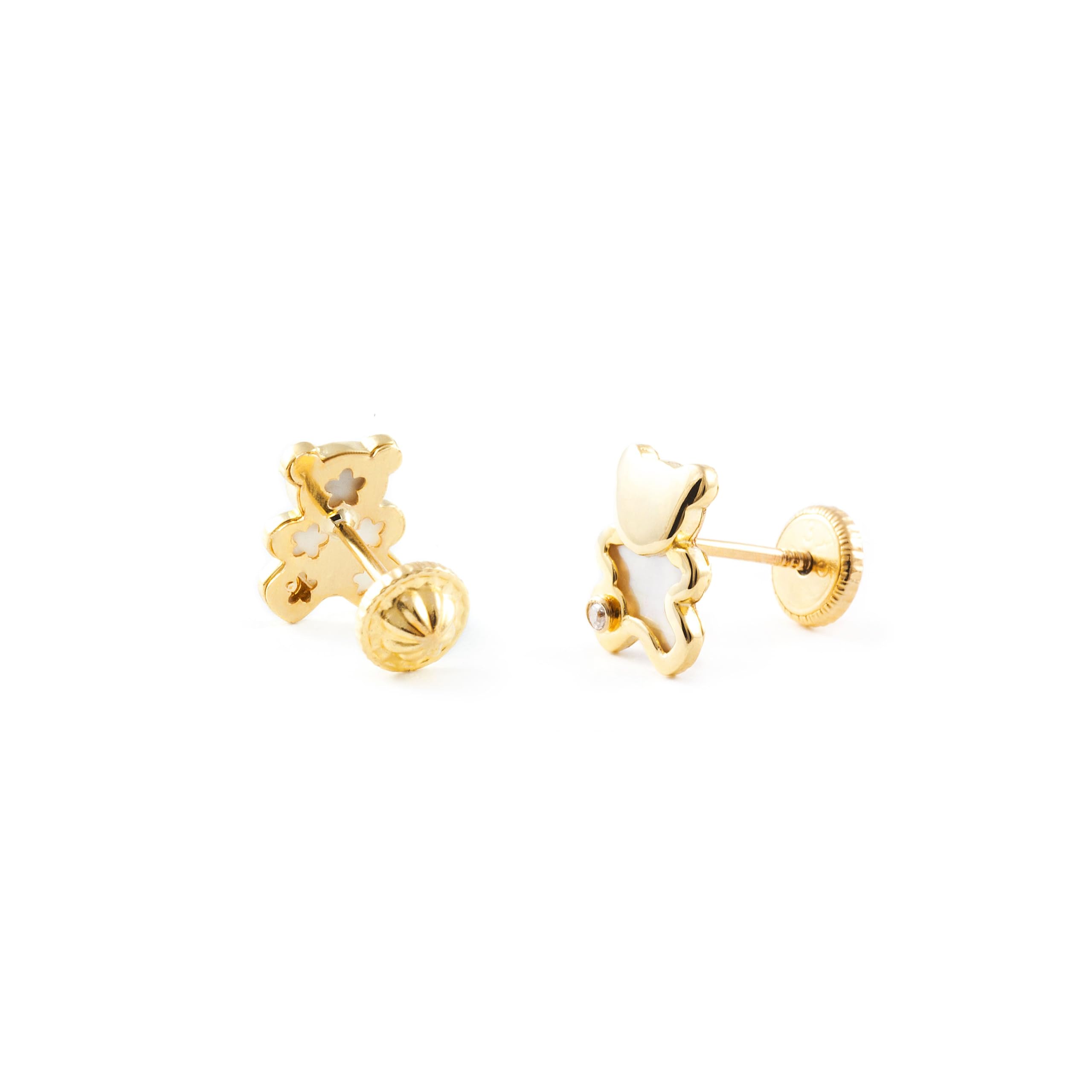 Damen & Kinder Bär Ohrstecker - Gelbgold 9 Karat (375) - Geschenkbox - Garantiezertifikat