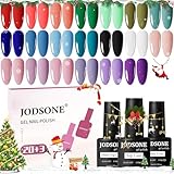 JODSONE Gel Nail Set 20+3 Colors High Shine Gorgeous Gel Polish Base Top Matte Coat Nice Gifts Show...