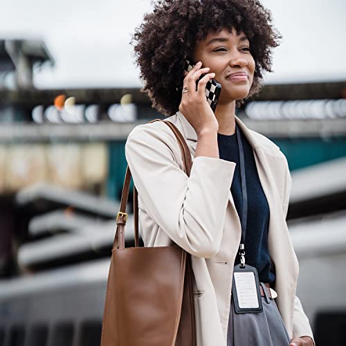 2 Pack Genuine Leather Id Badge Holders, Vertical Id Card Holders With Single-Side Clear Window, Waterproof Name Badge Holde Suit For Office, Staff, Students, Employees #TOP6