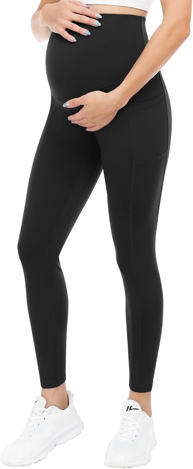 A AGROSTE Women's Maternity Leggings Over The Belly Pregnancy Yoga Pants Active Wear Workout Leggings with Pockets Butt Lift : Clothing, Shoes & Jewelry