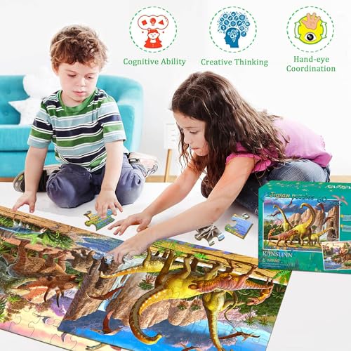 Dinosaur Puzzles for Kids Ages 6-8 4-6 Year Old - World of Huge Dinosaurs by RANSUNN - Used condition - Image 5