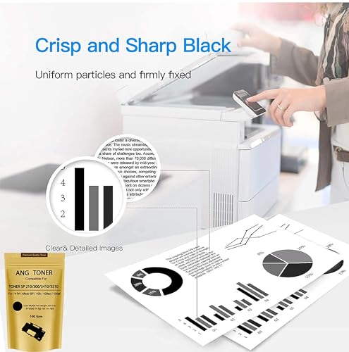 Image of ANG SP 210 SU Toner Powder for Ricoh SP210SU Multi-Function Laser Cartridge (Set of 2) 100% Compatible Toner Powder