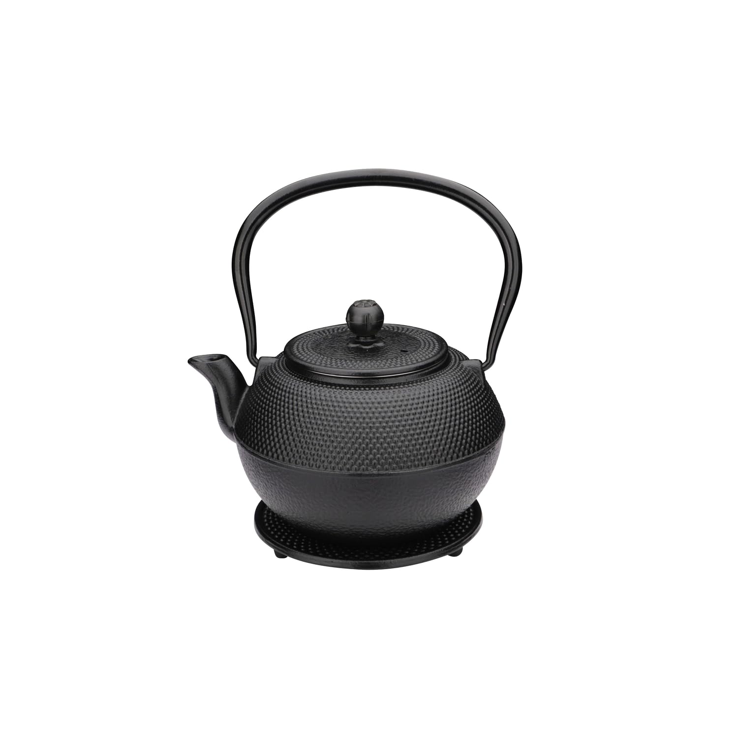 Weis Teekanne Gusseisen Schwarz 1100 ml + Sieb und Untersetzer, Maße: 15,5cm x 18,5cm x 13cm, 17944