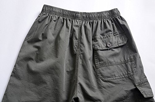 Men Cotton Twill Elastic Waist Drawstring Cargo Short With Pockets Army-02 42 #TOP5