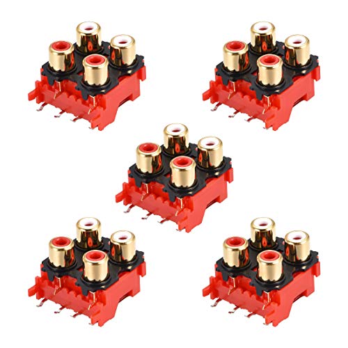 Uxcell Av Concentric Outlet 4 Rca Female Jack 6 Pin Connector Socket Panel Mount 5Pcs #TOP15