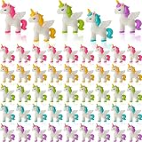 Thyle 50 Pcs Mini Unicorn Figurines Miniature Unicorn Cake Toppers Tiny Flying Horse Figure for DIY Moss Landscape Dollhouse Birthday Party Decorations Supplies Hide and Seek Prop (White)