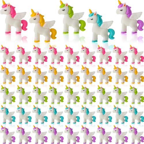 Thyle 50 Pcs Mini Unicorn Figurines Miniature Unicorn Cake Toppers