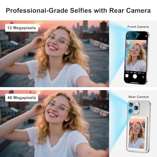 Image of Magnetic Selfie Monitor Screen for iPhone & Android, Vlog Selfie Monitor Screen with Wireless Screen Mirroring, Portable Mobile Monitor for Video Recording