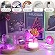 4 Stück LED Holzsockel, 7 Farben Holzbeleuchtung Einstellbar LED Licht Untersetzer, USB rund Holz Leuchten Ständer led-lichter sockel ffür Display Kristall Glas Acryl Schmuck Harz