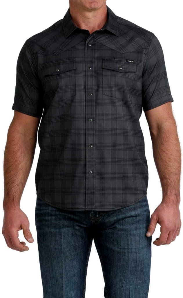 Cinch Men's Camp Plaid Short Sleeve Snap Shirt