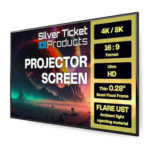 Silver Ticket Products S7 Series 6 Piece Thin Bezel Home Theater Fixed Frame 4K/8K Ultra HD, HDTV, HDR & Active 3D Projection Screen, 16:9 Format, 100
