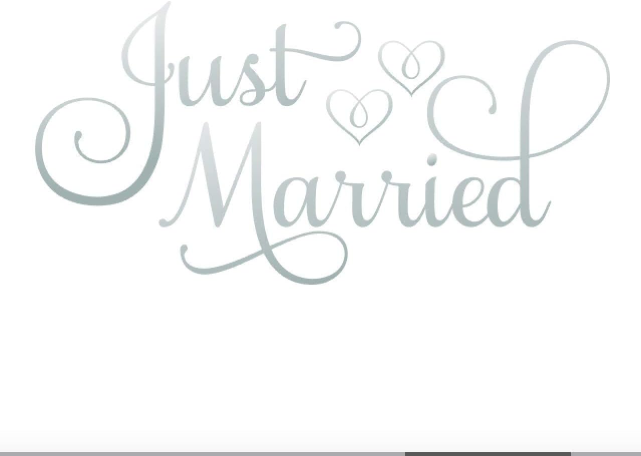 Just Married Car Window Sticker, Wedding Day Decorations, Just Married Vinyl Decal for Car, 24" W x 12" H Metallic Silver