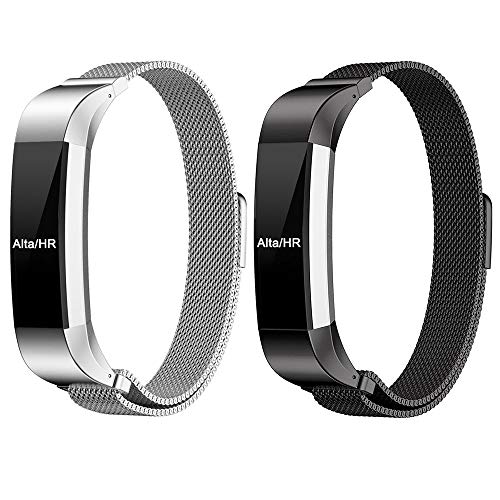 TENKER Fitbit Alta Band Adjustable Replacement Accessories Bands Metal Wristband Band Strap - Stainless Steel Milanese Loop Metal Replacement Accessories Bracelet Strap for Fitbit Alta HR