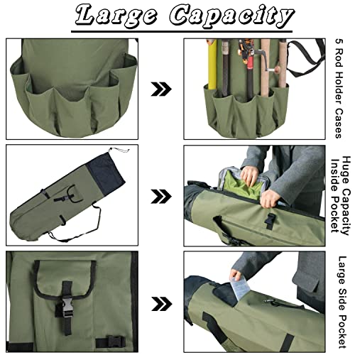 image for AGOOL Fishing Rod Case Pole Bag Reel Case Large Capacity Waterproof Tr