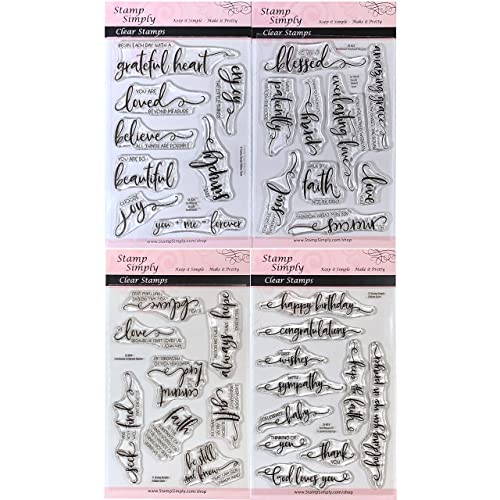 Stamp Simply Clear Stamps Scripture Sentiments Farmhouse Words Of Encouragement Christian Religious (4-Pack) 4X6 Inch Sheets - 35 Pieces #TOP1