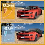Car Cover Waterproof All Weather 210D, UV Sun Rain Protection, for Chevrolet Camaro with Left Side Zipper, Black & Blue