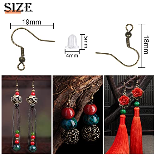 Toaob 200Pcs 925 Silver Earring Hooks Ear Wires Fish Hooks Earring Making Kit With 18Mm Antique Bronze Hypoallergenic Earring Hooks And Earring Backs For Diy Jewelry Making #TOP1