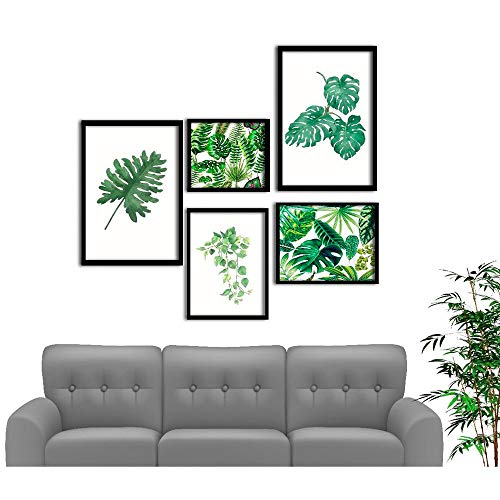 Kit Quadros Decorativos Com Molduras Folhagem Folhas Costela De Adão