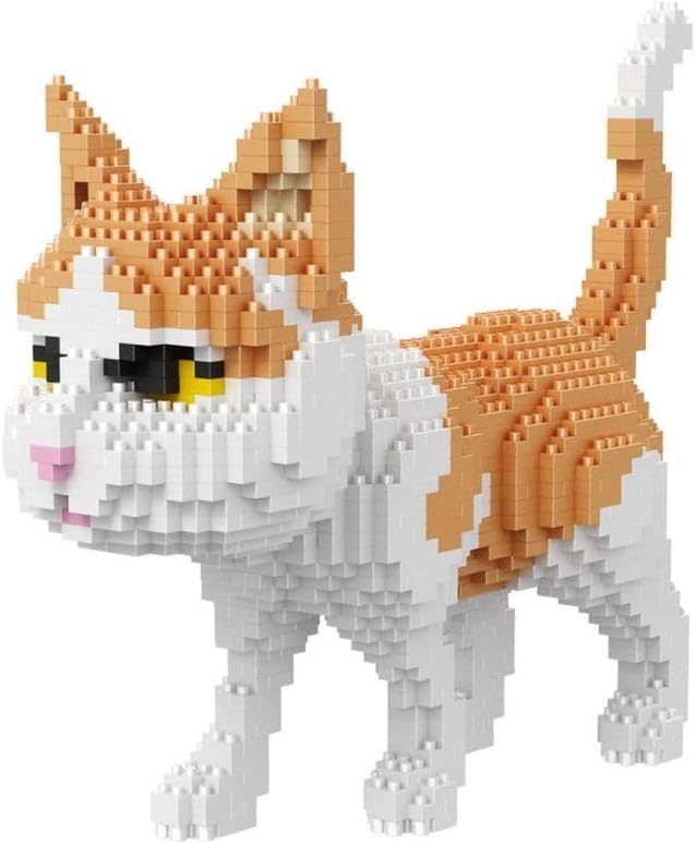 Assembled Balody Standing Cat figure with dimensions: 180mm height, 220mm length, 80mm width.