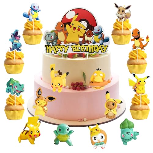 33 PCS Tortendeko Geburtstag Kinder Tortendeko Figuren Kuchen Deko Happy Birthday Cake Topper Cupcake Tortendekoration Kinder für Jungen/Mädchen